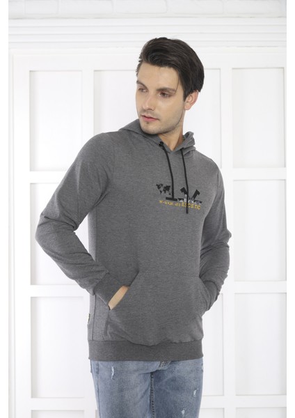 Escetic Spor Erkek G3 Melanj Cepli, Kapüşonlu Sweatshirt - 0950 modelleri