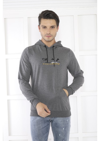 Escetic Spor Erkek G3 Melanj Cepli, Kapüşonlu Sweatshirt - 0950 fırsatları