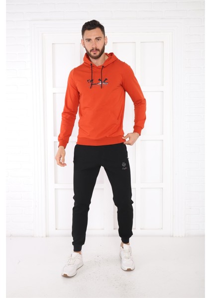 Escetic Spor Erkek Kiremit Cepli, Kapüşonlu Sweatshirt - 0950 modelleri