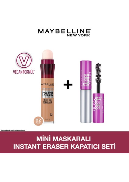 Maybelline Mini Falsies Lash Lift Maskaralı Instant Eraser Kapatıcı Seti - 02 Nude