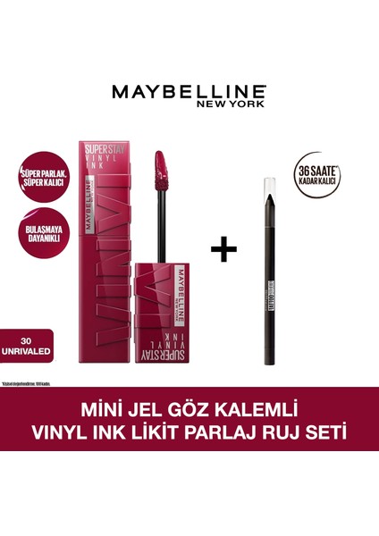Maybelline Mini Jel Göz Kalemli Vinyl Ink Likit Parlak Ruj Seti - 30 Unrivaled