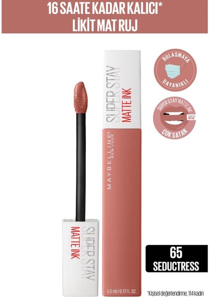 Maybelline Mini Jel Göz Kalemli  Matte Ink Likit Mat Ruj Seti - 65 Seductress