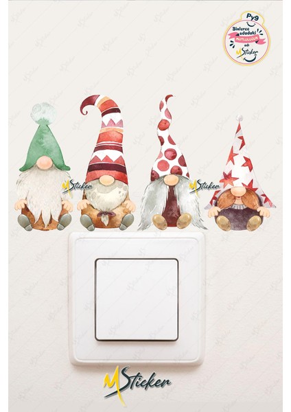 Yeni Yıl Sevimli Cüceler Sticker - Yılbaşı Stickerı Cüceler