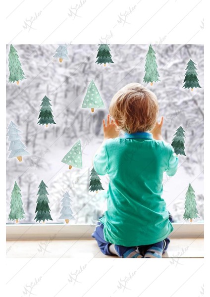 Yılbaşı Ağaçları Sticker Seti, Yılbaşı Yeni Yıl Çam Ağacı Sticker Seti fiyatları