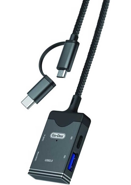 Go Des GD-DK106 5 In 1 Type-C / Micro Otg USB & Sd Hafıza Kart Okuyucu