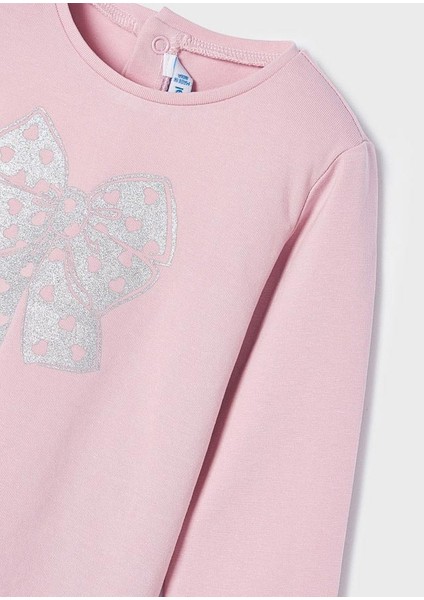 Kız Bebek Uzun Kol Baskılı Tişört Pembe 116