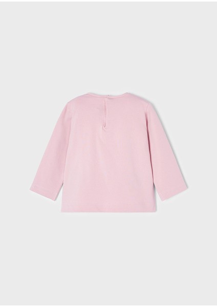 Kız Bebek Uzun Kol Baskılı Tişört Pembe 116 modelleri