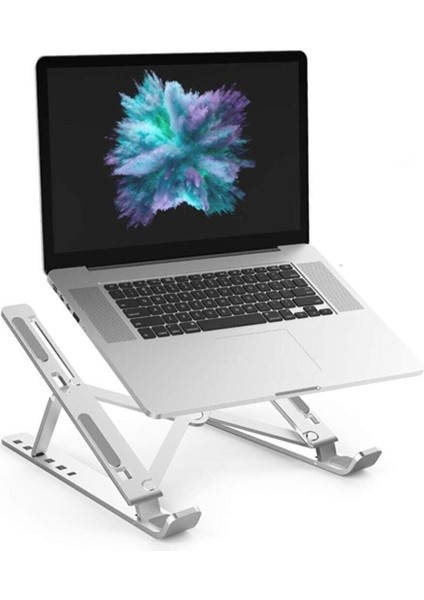 Teknosepetim Macbook Laptop Bilgisayar Standı Notebook Özel Yükseltici Stand Tablet Tutucu Ayarlı Metal Metal Stand