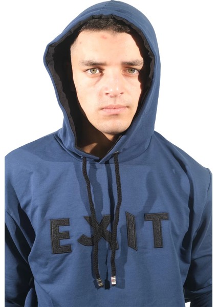 Erkek Exıt Kanguru Mavi Kapüşonlu SWEATSHIRT-908 fiyatları