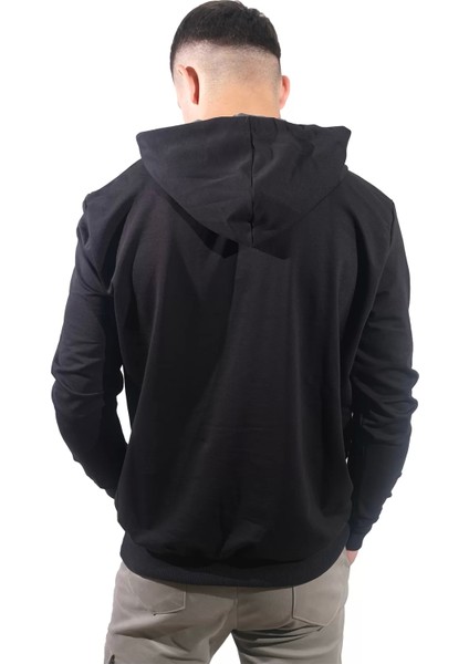 Erkek Exıt Kanguru Siyah Kapüşonlu SWEATSHIRT-907