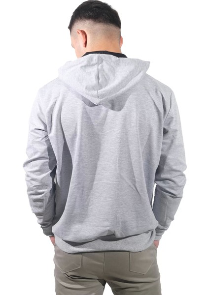 Erkek Open Kanguru Gri Kapüşonlu SWEATSHIRT-806