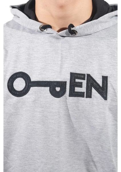 Erkek Open Kanguru Gri Kapüşonlu SWEATSHIRT-806