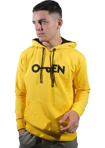 Erkek Open Kanguru Sarı Kapüşonlu SWEATSHIRT-805