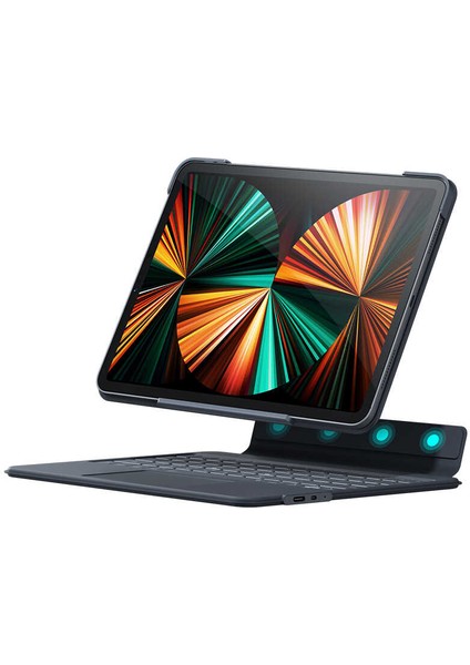 KB02 iPad Pro 12.9 5. Nesil M1 2021 Uyumlu Kablosuz Klavyeli Kılıf Bluetooth Trackpad Keyboard