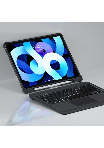 Apple iPad Air 10.9 2022 (5.nesil) Benks Multifunctional Kablosuz Klavyeli Kılıf Touchpad