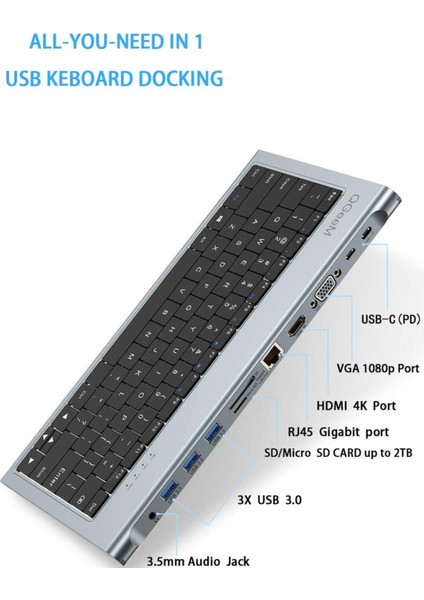 Qgeem Qg-Uh-11-2 Type-C Hub Klavye