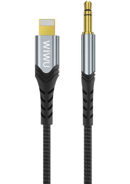 YP02 Lightning Aux Kablo 3.5 mm Ses Kablosu 150 cm Tak & Çalıştır Sağlam Naylon Örgü