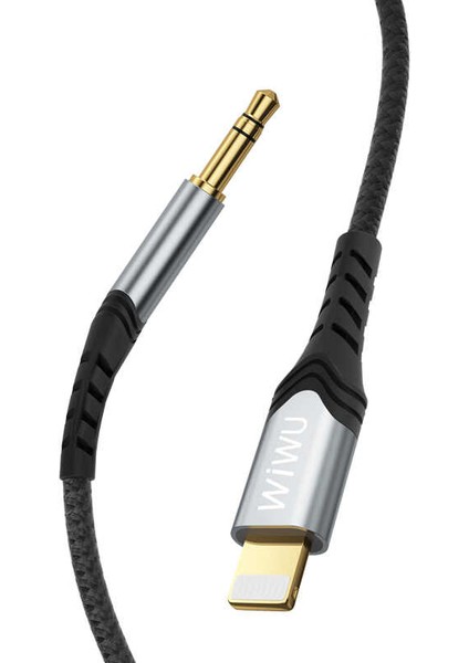 YP02 Lightning Aux Kablo 3.5 mm Ses Kablosu 150 cm Tak & Çalıştır Sağlam Naylon Örgü