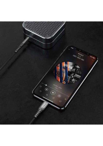 YP02 Lightning Aux Kablo 3.5 mm Ses Kablosu 150 cm Tak & Çalıştır Sağlam Naylon Örgü
