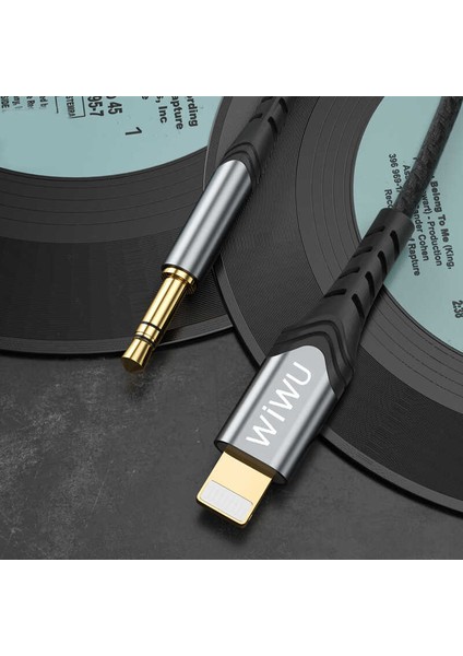 YP02 Lightning Aux Kablo 3.5 mm Ses Kablosu 150 cm Tak & Çalıştır Sağlam Naylon Örgü