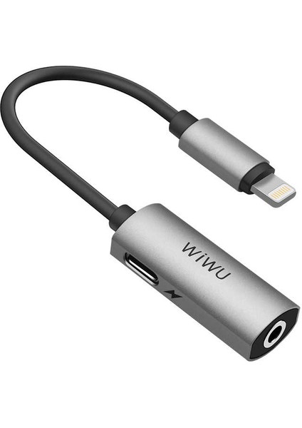 LT01 Lightning 3.5 mm Aux Kulaklık ve Şarj Dönüştürücü 2A Metal Alaşım Ses Adaptörü