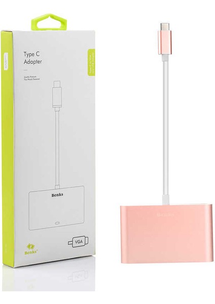 U20 Type-C Çoğaltıcı 3 In 1 (Usb 3.0 + VGA + Type-C) Dönüştürücü Adaptör