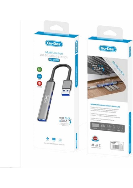 Go Des GD-UC701 USB Hub 4 In 1 USB Çoğaltıcı Adaptör Çoklu USB Istasyonu Tak & Çalıştır