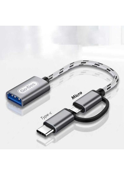 Go Des GD-CT033 2 In 1 USB 3.0 To Micro / Type-C Otg Dönüştürücü Çevirici Tak & Çalıştır