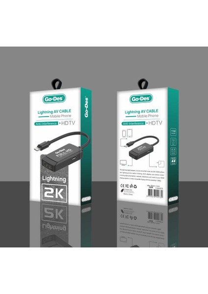 Go Des GD-8275 Lightning HDMI 2k Dönüştürücü Adaptör Lightning Av Kablo
