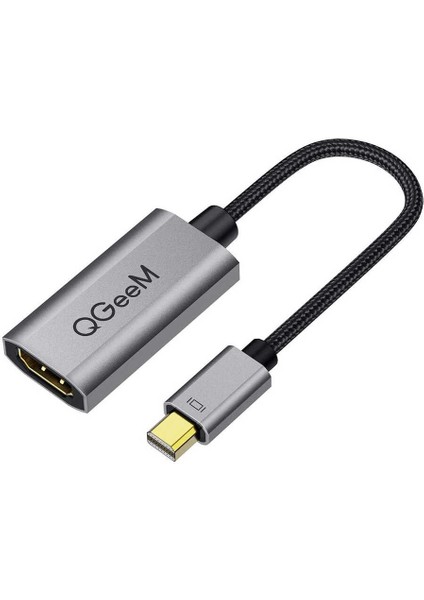 QG-HD09 Mini Display Port To HDMI 4K Dönüştürücü 20 cm Örgü Kablo