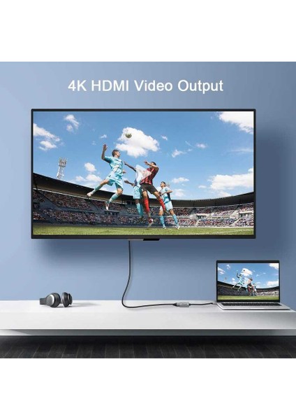 QG-HD09 Mini Display Port To HDMI 4K Dönüştürücü 20 cm Örgü Kablo