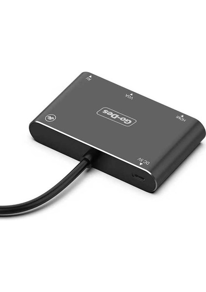 Go Des GD-8762 5 In 1 HDMI VGA Av Dönüştürücü Adaptör Ses ve Görüntü Aktarım Bluetooh V4.2 Edr