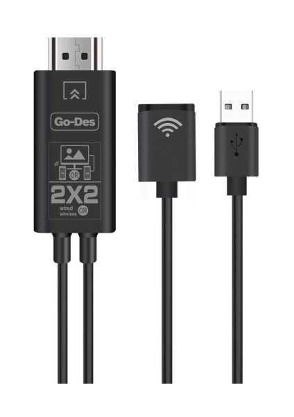 Go Des GD-8276 Wireless Display Dongle Kablosuz HDMI 1080P Görüntü Aktarım 110 cm
