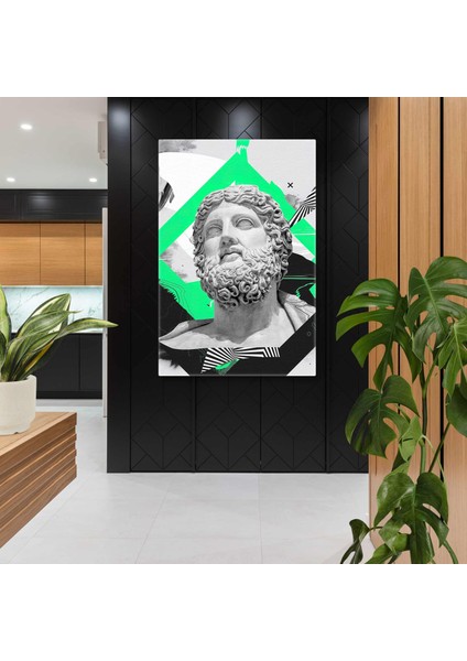 Erkek Büst Neon Yeşil Detaylı Grafik Detaylı Kanvas Tablo