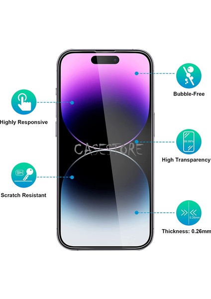 Apple iPhone 14 Pro Uyumlu Ekran ve Lens Koruyucu Set Camı 9h Temperli Cam Tam Kaplar Lens Camı Şeffaf Glass