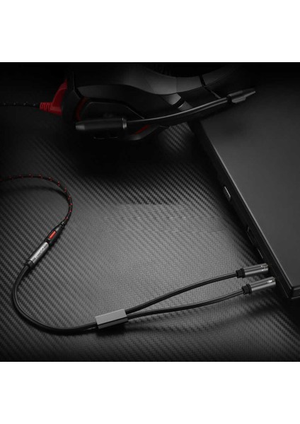 QG-AU06 3.5 mm Erkek Aux ve Mikrofon Çoğaltıcı Ikili Audio Ses Kablosu Çoğaltıcı 15 cm indirimleri