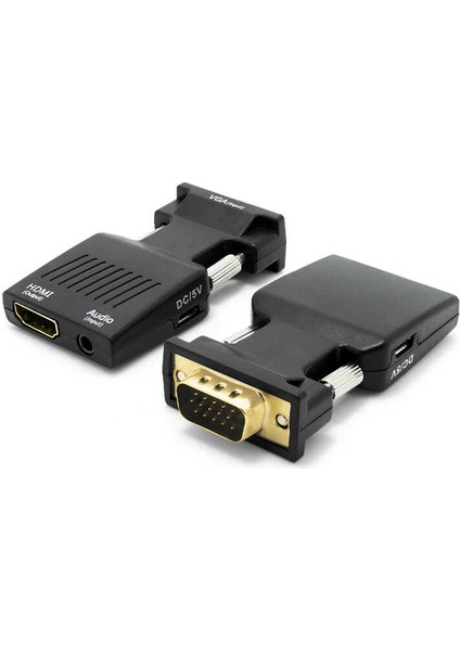 Qgeem QG-HD12 VGA To HDMI & Aux Dönüştürücü Adaptör 1080P Full Hd 60Hz Görüntü Aktarım