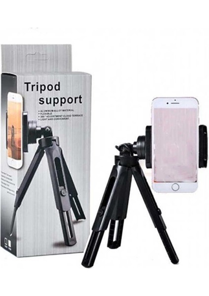 2 Kademeli Masaüstü Telefon Tutucu Stand Akıllı Tripod Siyah 2 Kademeli Tripod