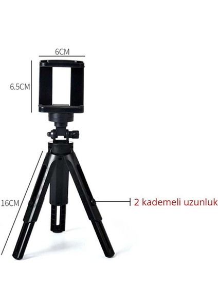 2 Kademeli Masaüstü Telefon Tutucu Stand Akıllı Tripod Siyah 2 Kademeli Tripod modelleri
