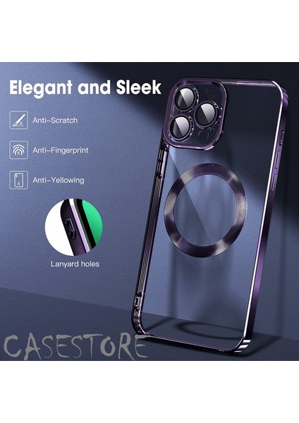 Apple iPhone 11 Pro Max Uyumlu Kılıf Kamera Lens Korumalı Renkli Magsafe Wireless Özellikli Arkası Şeffaf Kenarları Parlak Mor Gold Siyah Magnetic Charge Derin Mor Kılıf Case fiyatları
