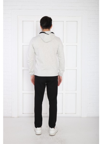 Erkek Spor Kar Melanj Spor Slimfit, Kapüşonlu, 4 Cepli, 4 Mevsim Eşofman Takımı - 6761