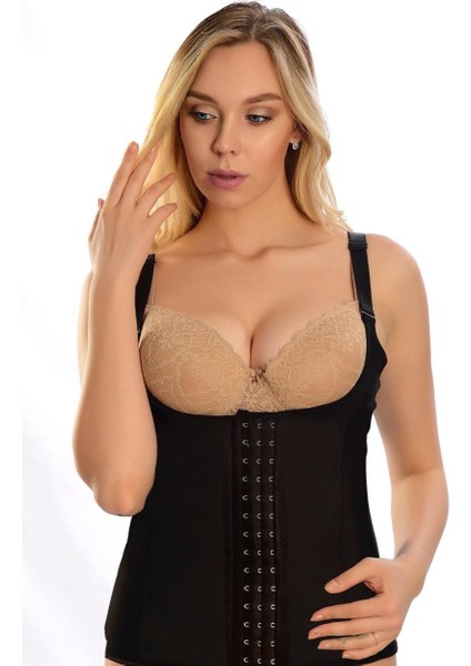 Askılı Latex Bel ve Göbek Korse Siyah