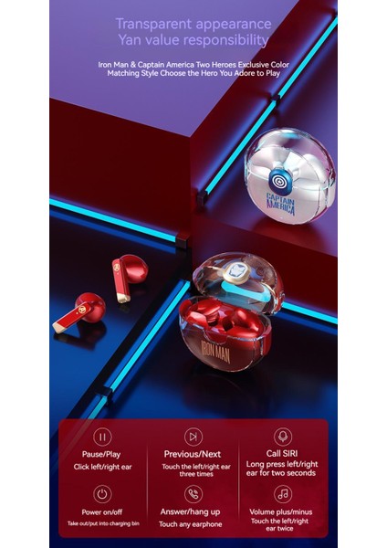 Marvel MR05 Gaming Gaming Boys Ultra Uzun Pil Ömrü Kablosuz Bluetooth Kulaklık-Kaptan Amerika (Yurt Dışından) fiyatları