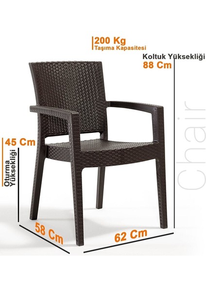 Violet Rattan Desenli 4 Kişilik 90X150 Camlı Bahçe Takımı