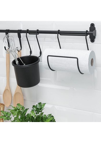 Siyah Mutfak Rayı Siyah Renk 60 cm Meridyendukkan Mutfak Askılık Rayı Mutfak Dekorasyonu Metal