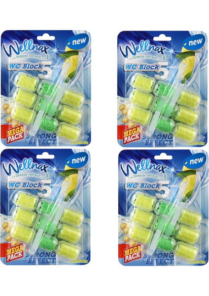 Wellnax Breeze Refresh Wc Klozet Blok Limon Tazeliği 3'lü Mega Paket - Wc Klozet Bloğu Limon Kokulu 3'lü Mega Paket X4