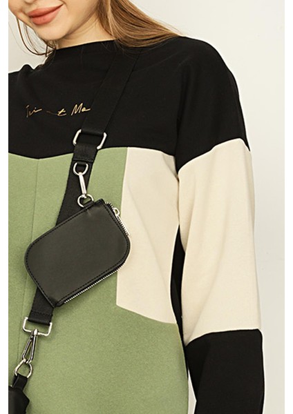 Kadın Renk Bloklu Şardonlu Sweat Elbise