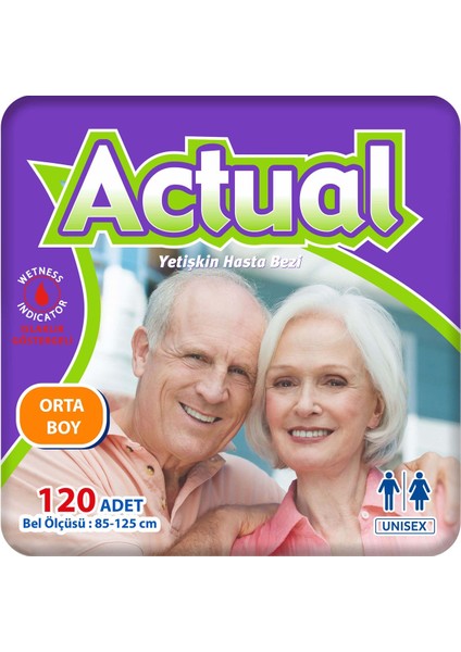 4'lü Actual Medium Beden Yetişkin Hasta Bezi 30X4 (120 Adet)