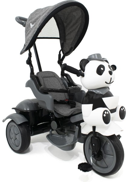 Baby Hope 127 Little Panda Ebeveyn Kontrollü Tenteli Müzikli Tricycle Üç Teker Bisiklet GRİ Beyaz