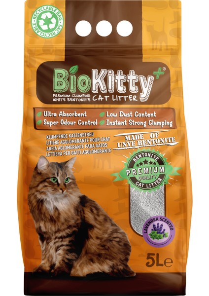 Beyaz Bentonit Kedi Kumu Lavanta Kokulu Ultra Topaklanan Tozsuz 5L X 4 Adet